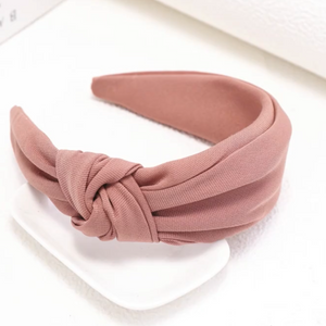Bandeau serre-tête noué rose corail twist headband pink